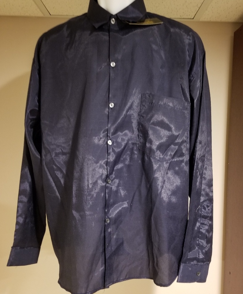 Silk Navy Dress Shirt